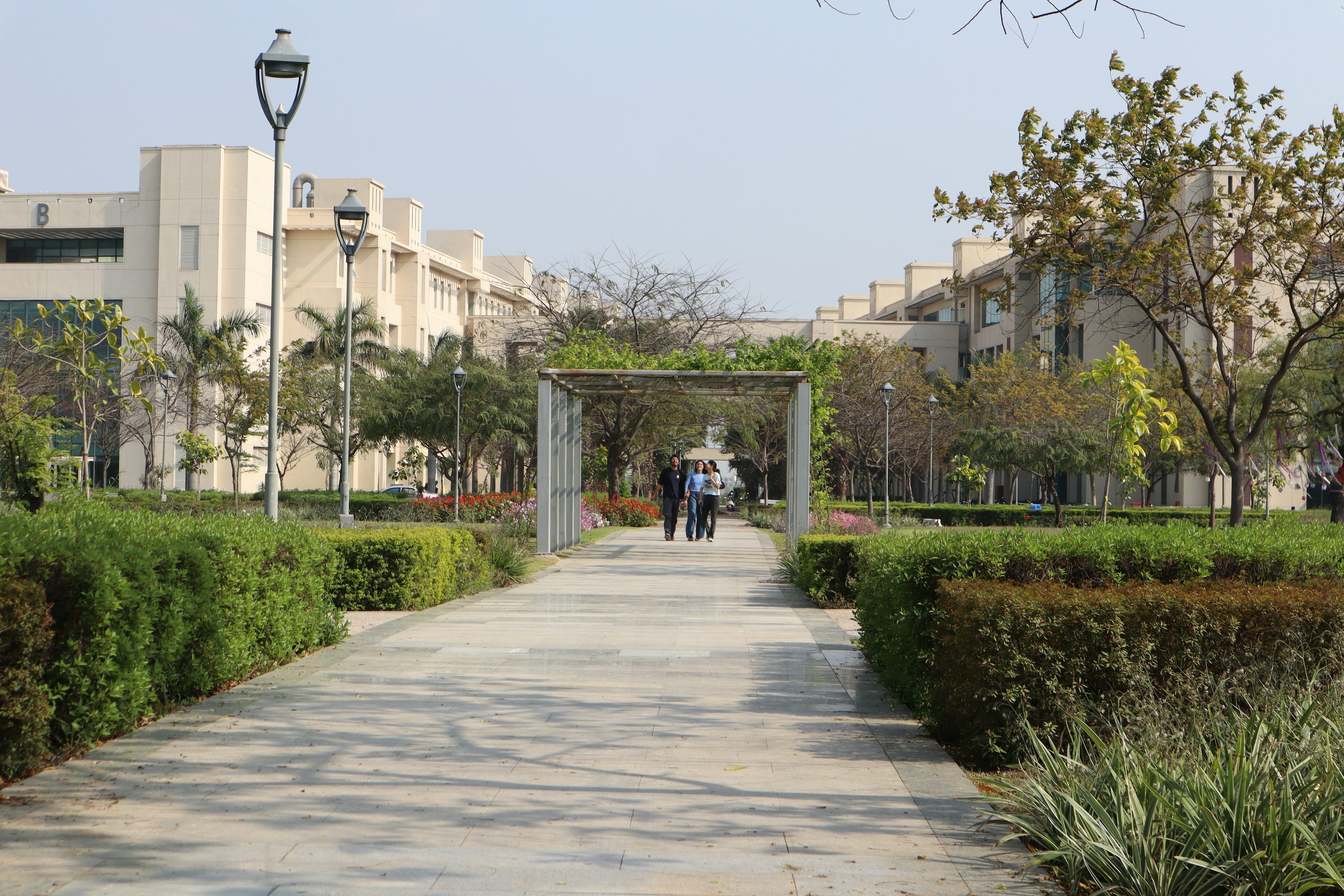 Students walking towards school building